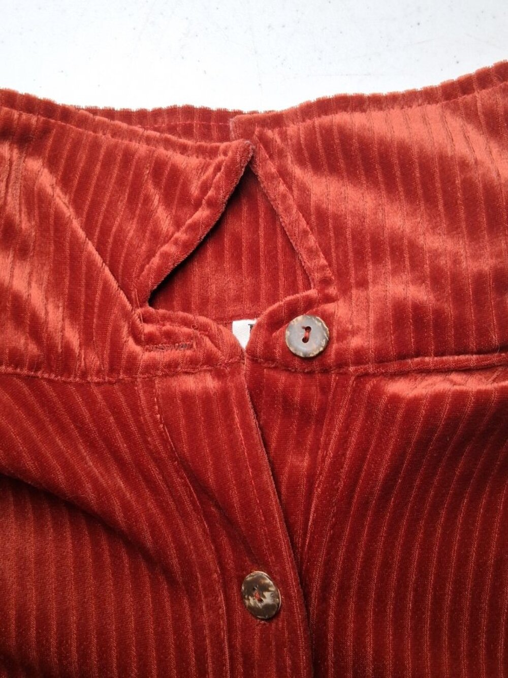 Vintage Hanes Signature Collection Dress Small Rust Ribbed Velour Button Earthy - Picture 7 of 11